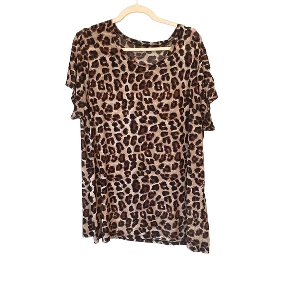 no brand Tops - Cheetah Print Sheet Short Sleeve Shirt Tee Top Going Out Bar Casual Animal Print